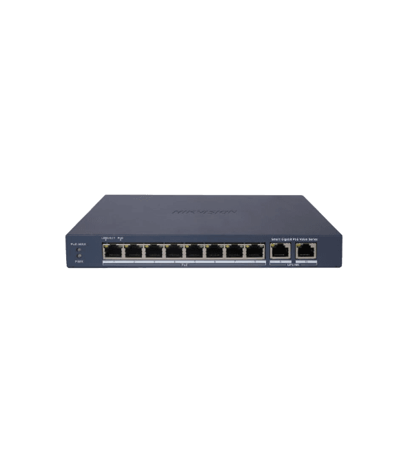 Hikvision DS-3E1510P-EI/M – Switch Gigabit 8 × PoE+ 60 W, 2 uplinks — Hikvision Réseaux
