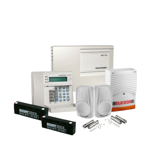 Elkron MP106 – Kit Alarme Sans Fil GSM/RF avec Sirène Intérieure, Télécommandes et Détecteurs