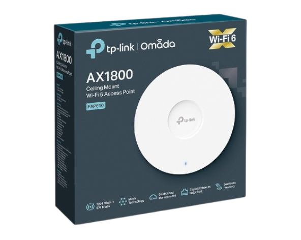 TP-Link EAP610 – Point d’accès Wi-Fi 6 plafonnier AX1800, PoE+, Omada Mesh