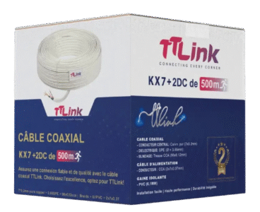 TT-Link Câble Coaxial 500 m RG6 Quad-Shield, Fil Cuivre,3 GHz, Faible Perte