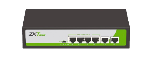 ZKTeco PE042-55-C – switch 4 ports PoE, 2 uplinks 10/100 Mbps, auto-MDI/MDIX