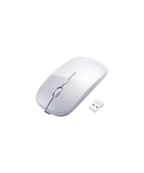 Souris plate rechargeable sans fil blanche