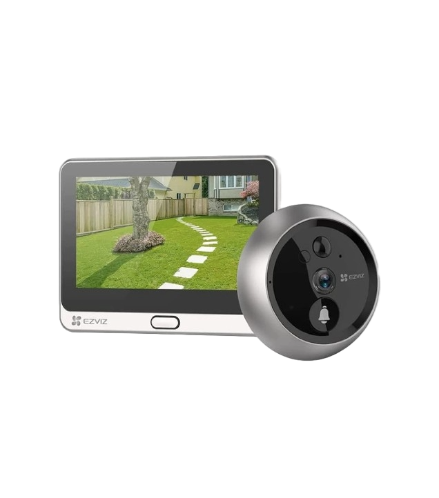 Judas de porte connecté EZVIZ DP2C 1080p, avec écran intérieur 4.3" et sonnette, sans fil