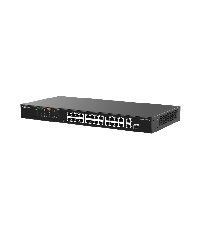 Switch réseau rackable Ruijie Reyee RG-ES126FGS-LP 26 ports, avec 24 ports PoE+ et budget 180W, pour entreprises